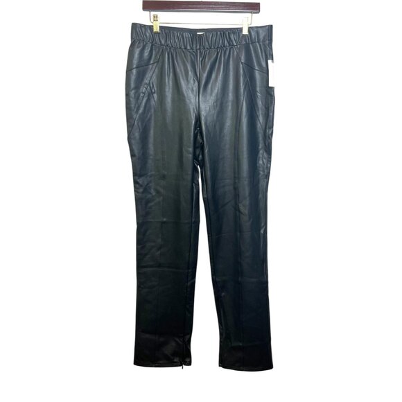 Anthropologie Pilcro Glasgow Faux Leather Skinny Pants Black Pull-On Size 32 NWT - Picture 5 of 14